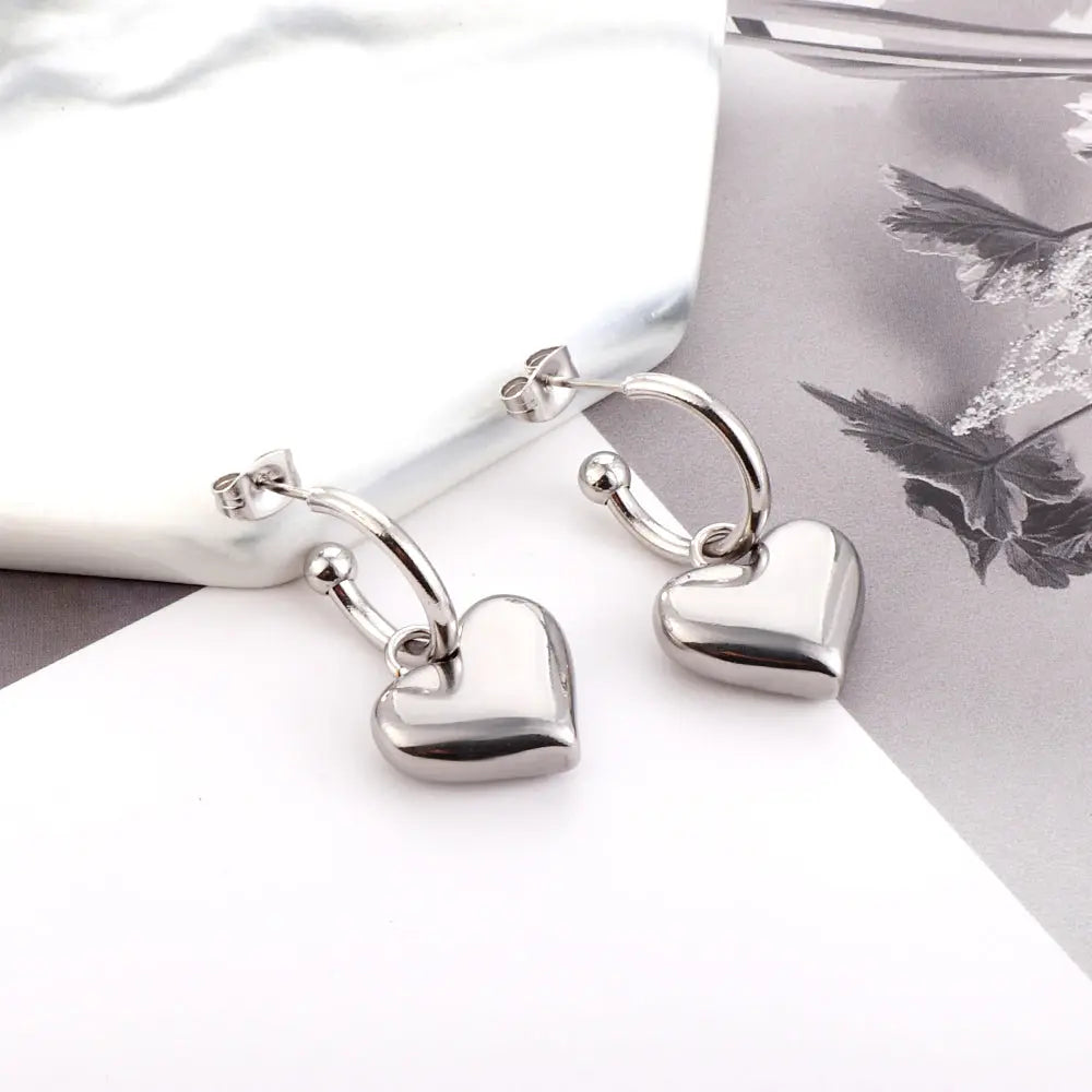 Elara Heart Drop Hoop Earrings